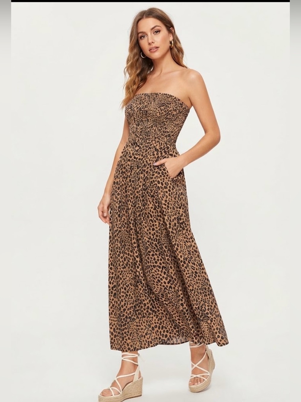 Universal Thread Leopard Print Strapless midi Dress xS